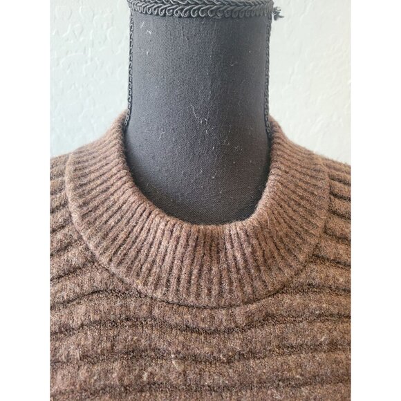 Madewell Chocolate Brown Ribbed Long Sleeve Wool Blend Sweater Size XS Modern - Picture 2 of 10